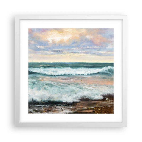 Poster in einem weißen Rahmen - Hier werden Sie Ihre Seele baumeln lassen - 40x40 cm