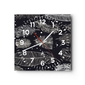 Wanduhr - Glasuhr - Gefiederte Spitze - 40x40 cm