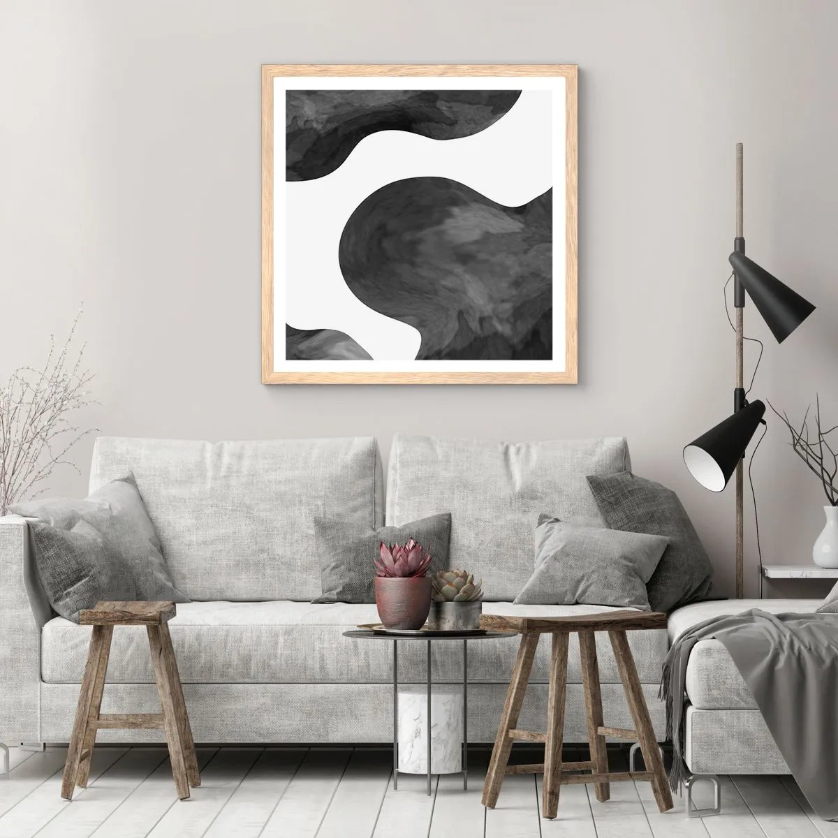 Poster in einem Rahmen aus heller Eiche - Milchstraße - 50x50 cm