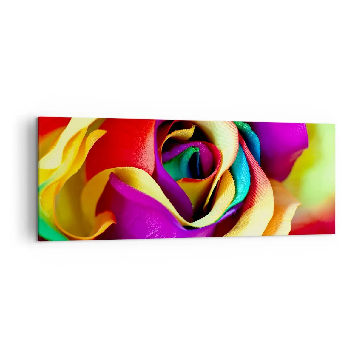 Bild auf Leinwand - Leinwandbild - Eine bunte Rose in Regenbogenfarben - 140x50cm - Es ist unmöglich - Moderne Wanddekoration für Wohnzimmer und Schlafzimmer ARTTOR