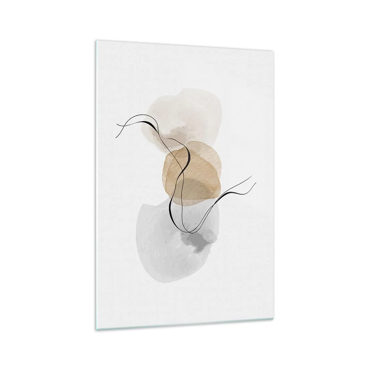 Glasbild - Bild auf glas - Minimalistische Abstraktion in Beige- und Grautönen - 70x100cm - Luftperlen - Moderne Wanddekoration für Wohnzimmer und Schlafzimmer ARTTOR