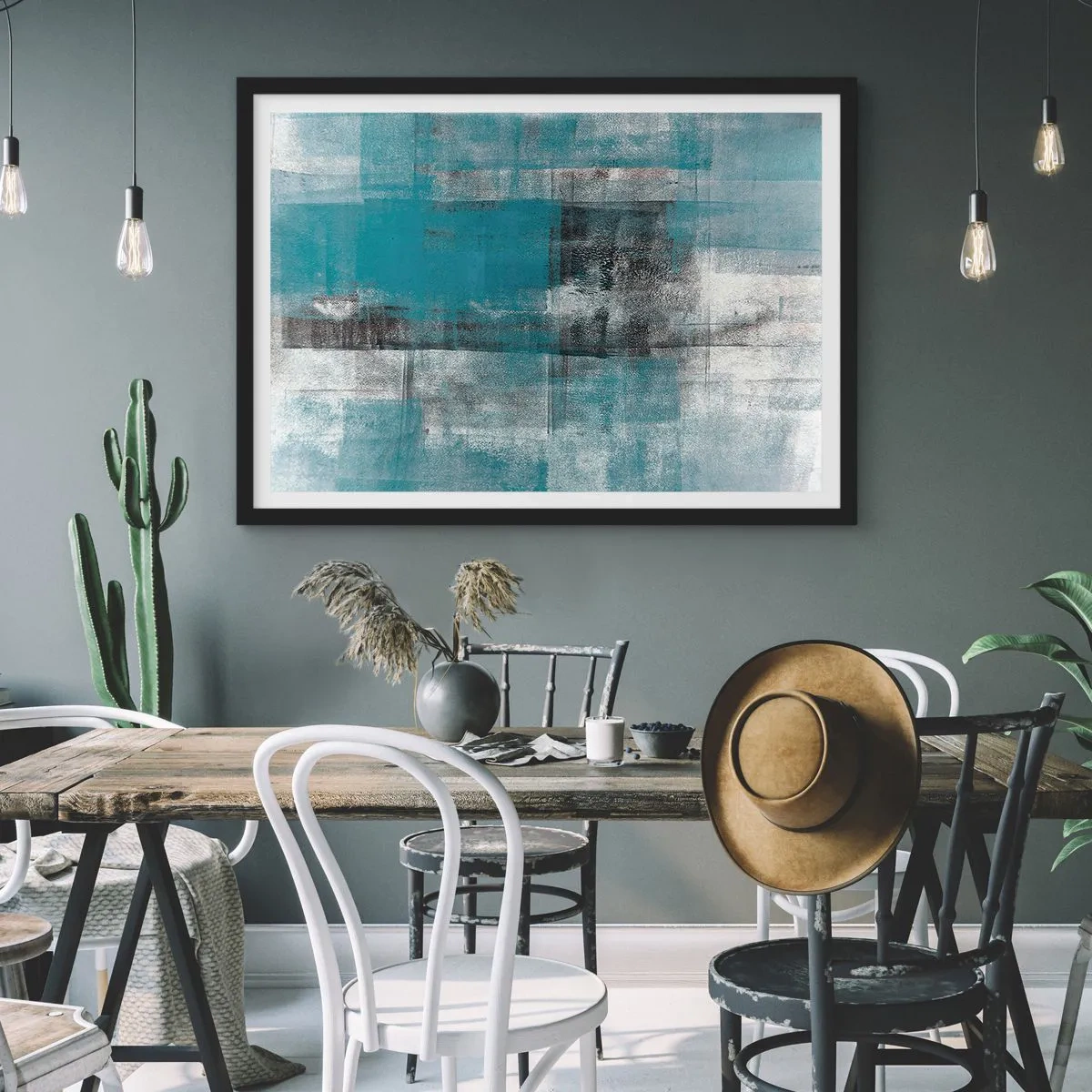 Poster in einem schwarzem Rahmen - Wasser und Luft - 91x61 cm