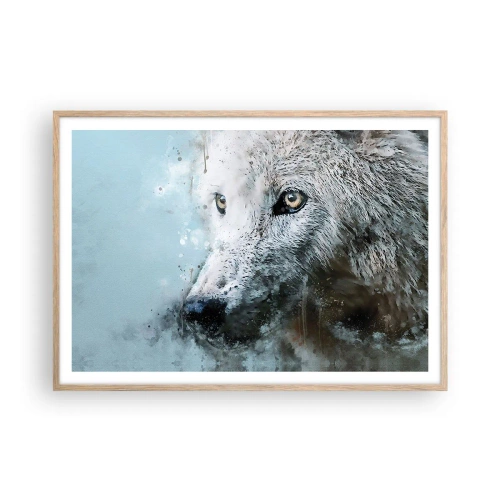 Poster in einem Rahmen aus heller Eiche - Lerne die Wolfsseele kennen - 100x70 cm