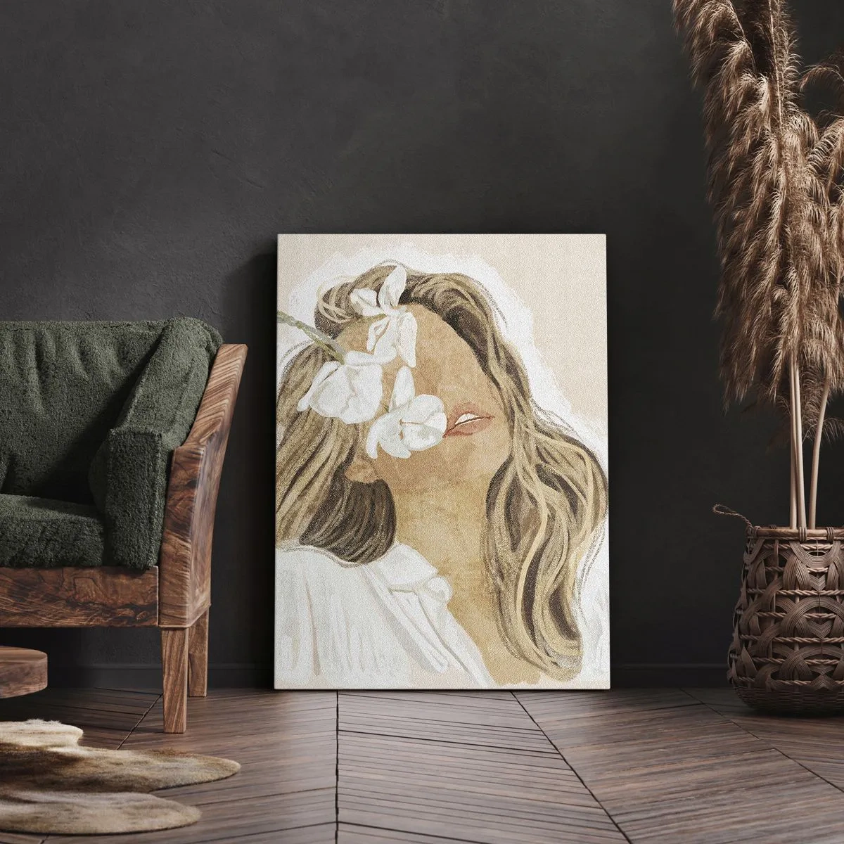 Bild auf Leinwand - Leinwandbild - Unter den Blumen in Verzückung - 65x120 cm