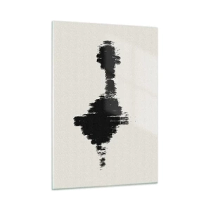 Glasbild - Bild auf glas - Ein minimalistisches Muster aus schwarzen Strichen auf hellem Hintergrund - 50x70cm - Schwingungen der Fantasie - Moderne Wanddekoration für Wohnzimmer und Schlafzimmer ARTTOR