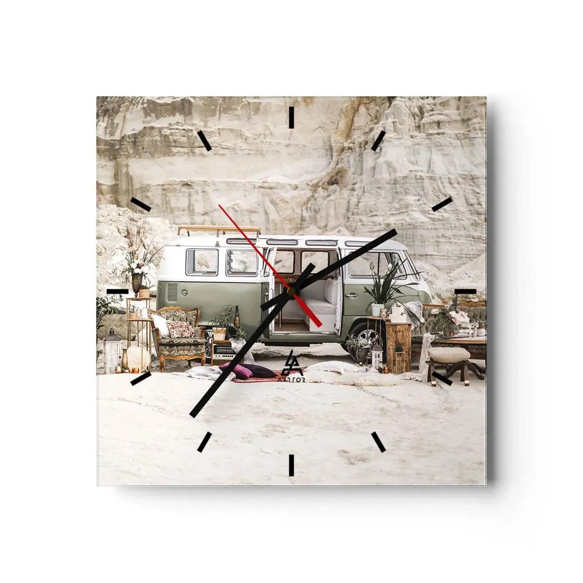 Wanduhr - Glasuhr - Es ist die Zeit, die Reise zu beginnen - 40x40 cm