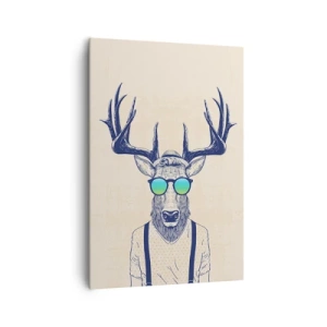 Bild auf Leinwand - Leinwandbild - Stilisierter Hirsch mit Sonnenbrille - 70x100cm - Wen hast du erwartet? - Moderne Wanddekoration für Wohnzimmer und Schlafzimmer ARTTOR