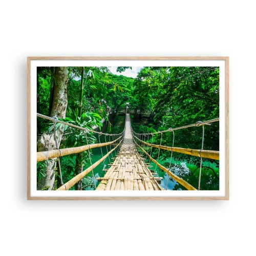 Poster in einem Rahmen aus heller Eiche - Monkey Bridge über das Grün - 100x70 cm