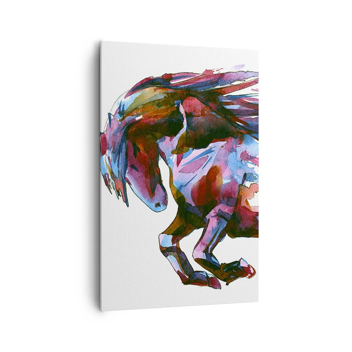 Bild auf Leinwand - Leinwandbild - Ein Pferd in dynamischen abstrakten Farben symbolisiert Freiheit - 80x120cm - In Verzückung - Moderne Wanddekoration für Wohnzimmer und Schlafzimmer ARTTOR