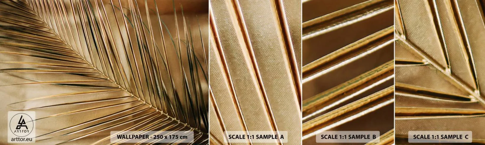 Fototapetenmuster Standard Eco - Natürliche Kolonnade - Palmblatt, Grafik, Tropen - 100x30 cm