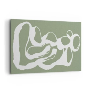Bild auf Leinwand - Leinwandbild - Organische Formen in Weiß auf grünem Hintergrund - 100x70cm - Ruf des Weltraums - Moderne Wanddekoration für Wohnzimmer und Schlafzimmer ARTTOR