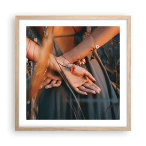 Poster in einem Rahmen aus heller Eiche - Verbunden mit der Natur - 50x50 cm