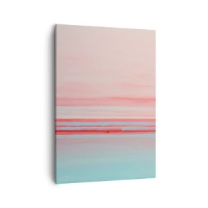 Bild auf Leinwand - Leinwandbild - Pastellfarbene Linien in Rosa- und Blautönen in einer minimalistischen Komposition - 50x70cm - Abstraktion im Morgengrauen - Moderne Wanddekoration für Wohnzimmer und Schlafzimmer ARTTOR