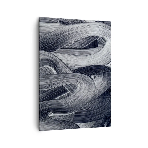 Bild auf Leinwand - Leinwandbild - Schwarz-Weiß-Abstraktion mit dynamischen Pinselstrichen. - 50x70cm - Die Fließfähigkeit der Realität - Moderne Wanddekoration für Wohnzimmer und Schlafzimmer ARTTOR