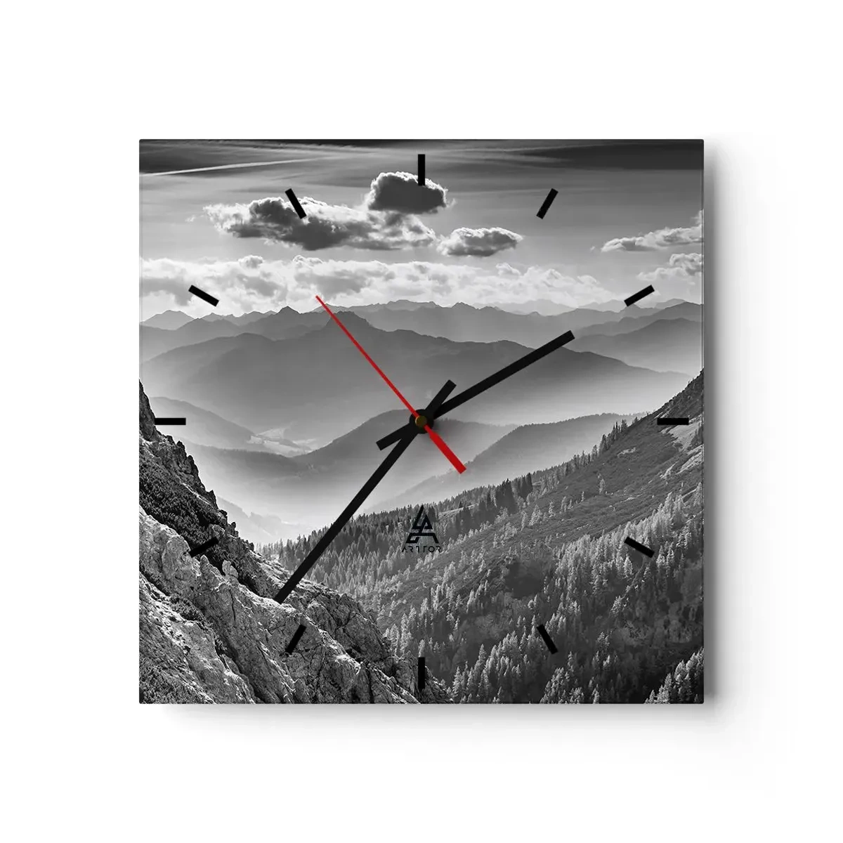 Wanduhr - Glasuhr - Bis zum Horizont - 40x40 cm
