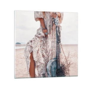 Glasbild - Bild auf glas - Kinderblumen auf dem Weg - 40x40 cm