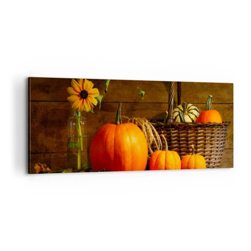 Bild auf Leinwand - Leinwandbild - Eine rustikale Komposition - Geschenke des Herbstes - 100x40 cm