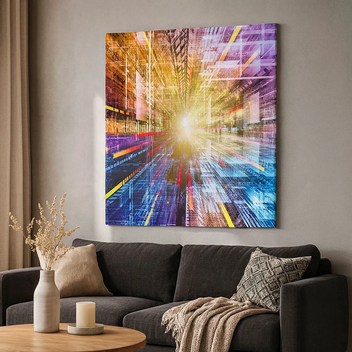 Bild auf Leinwand - Leinwandbild - Leuchtender Korridor - 30x30 cm