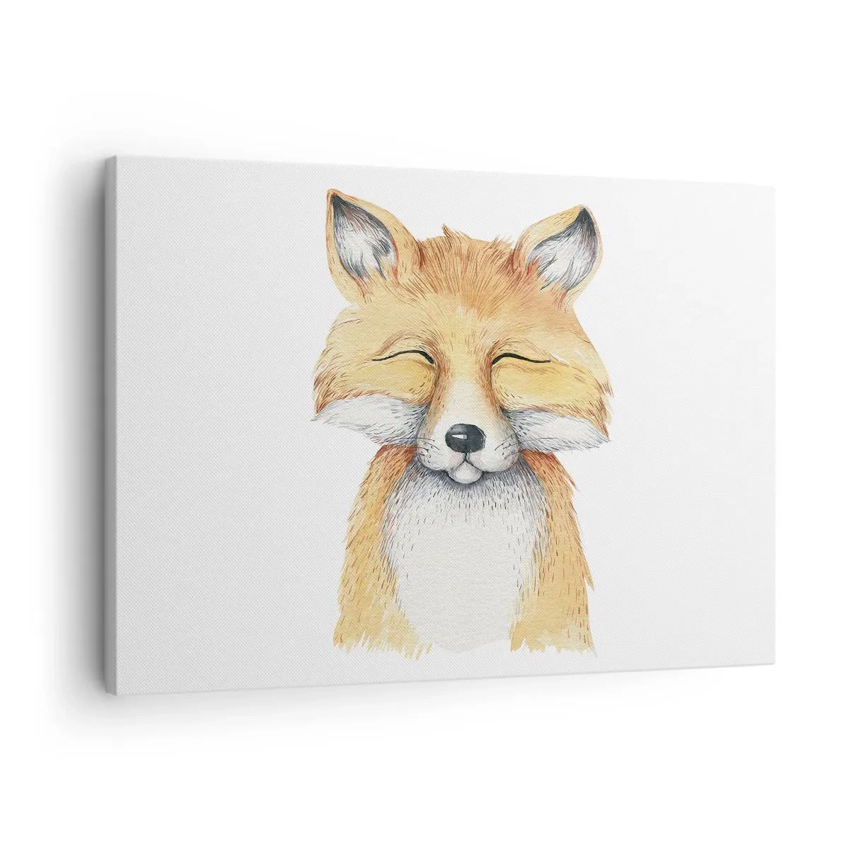 Bild auf Leinwand - Leinwandbild - Ein Aquarellfuchs mit einem Lächeln im minimalistischen Stil - 70x50cm - Fuchsstimmungen - Moderne Wanddekoration für Wohnzimmer und Schlafzimmer ARTTOR