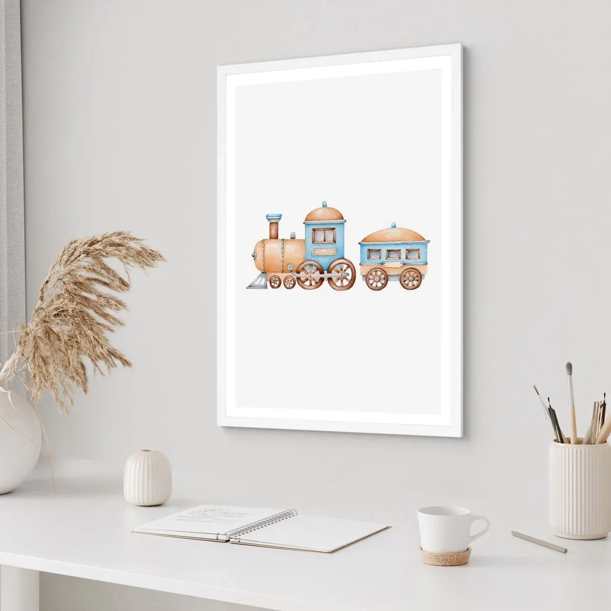Poster in einem weißen Rahmen - Am Bahnhof steht ... - 30x40 cm