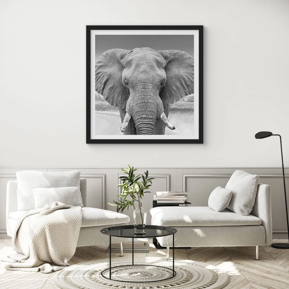 Poster in einem schwarzem Rahmen - Willkommen in meiner Welt - 50x50 cm