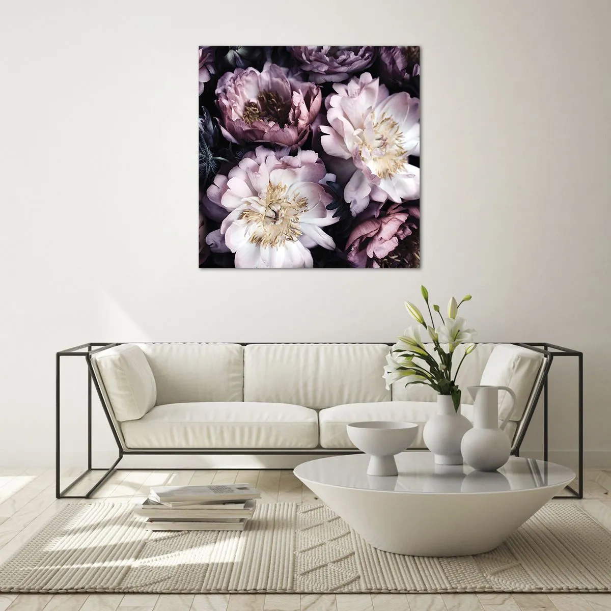 Glasbild - Bild auf glas - Blumenstrauß im alten Stil - 70x70 cm