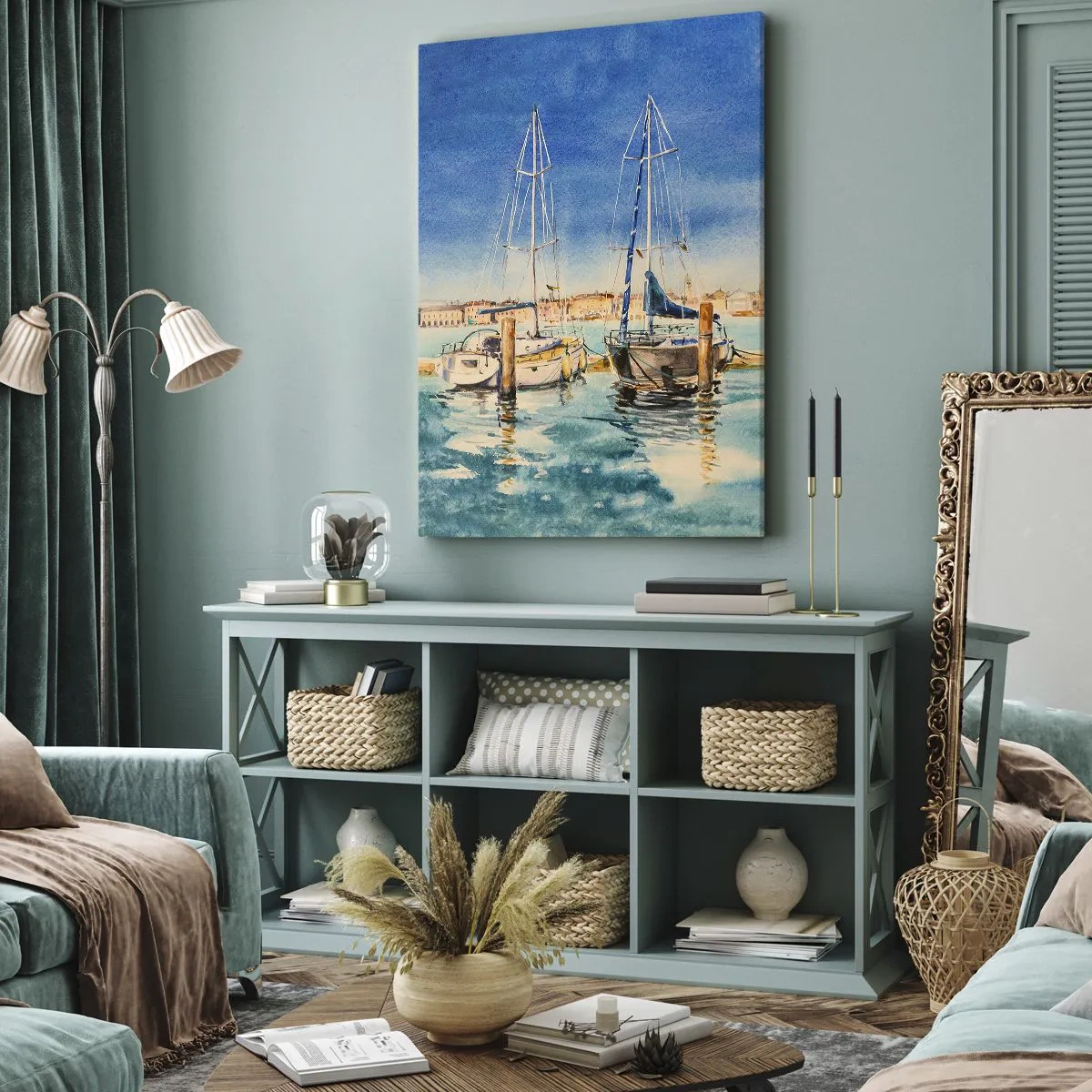 Bild auf Leinwand - Leinwandbild - Sonnige Lagune - 45x80 cm