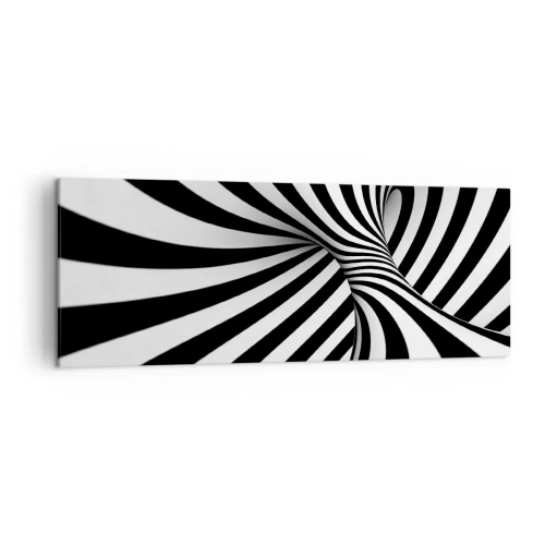 Bild auf Leinwand - Leinwandbild - Abstrakter Tunnel mit schwarz-weißen Spiralstreifen - 140x50cm - Komposition: Tanzraum - Moderne Wanddekoration für Wohnzimmer und Schlafzimmer ARTTOR