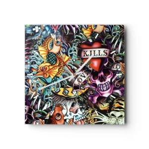 Wanduhr - Glasuhr - Der Traum des Tätowierers - 40x40 cm