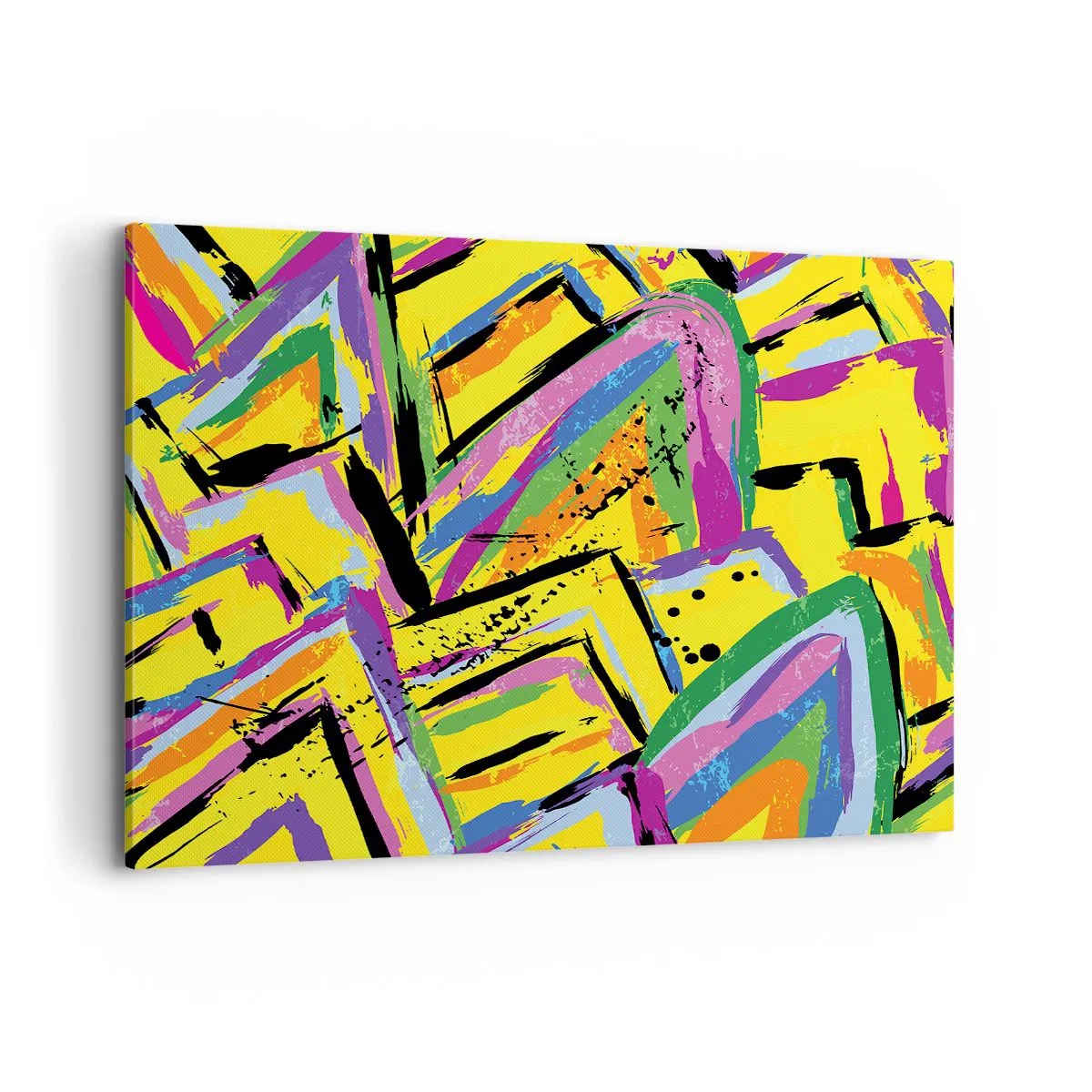 Bild auf Leinwand - Leinwandbild - Lebendige Abstraktion in leuchtenden Farben und dynamischen Formen - 120x80cm - Bis sie vor Freude schreit - Moderne Wanddekoration für Wohnzimmer und Schlafzimmer ARTTOR