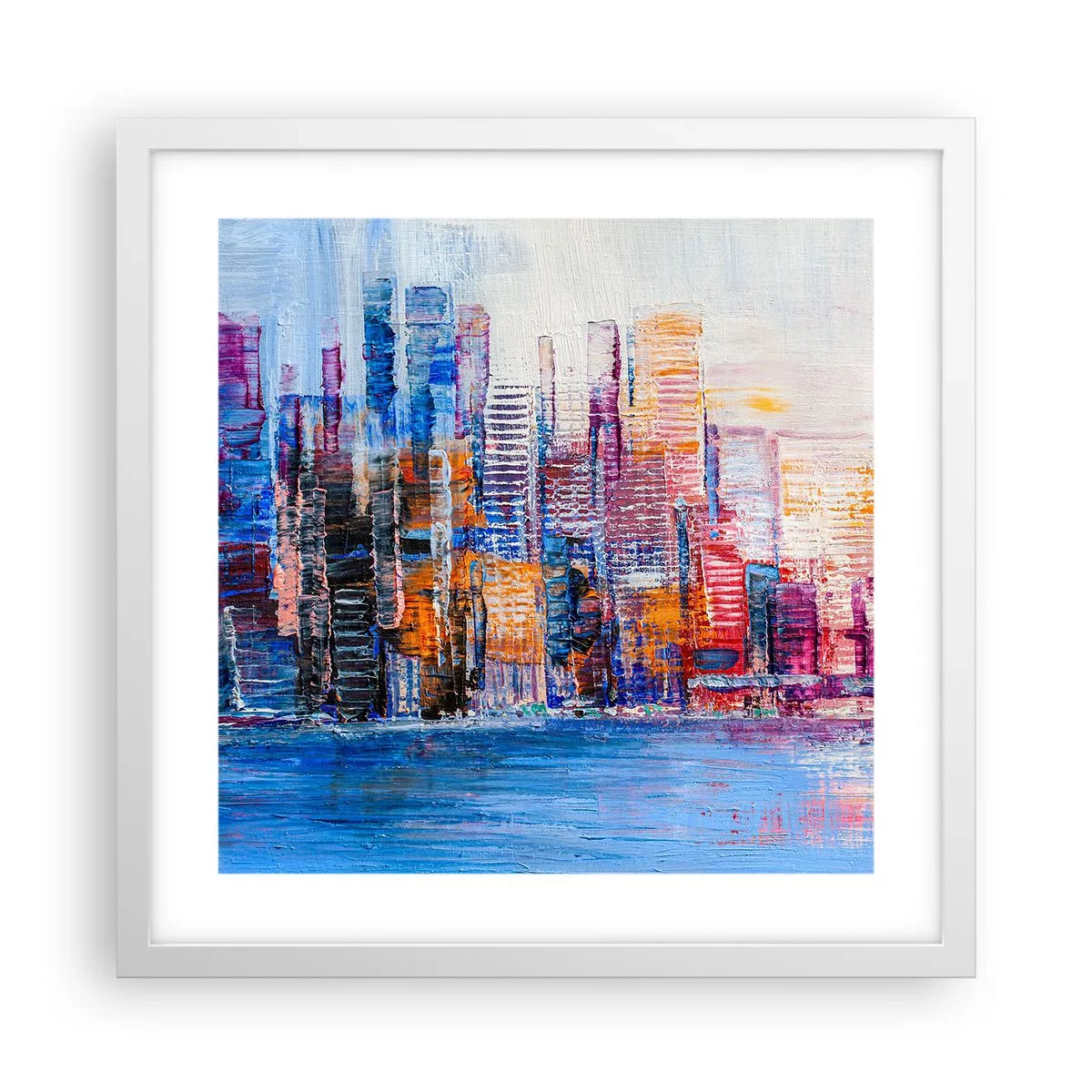 Poster in einem weißen Rahmen - Fröhliche Metropole - 40x40 cm