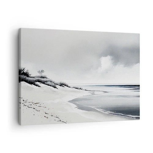 Bild auf Leinwand - Leinwandbild - Ein Strand in gedämpften Grau- und Blautönen - 70x50cm - Für immer zusammen - Moderne Wanddekoration für Wohnzimmer und Schlafzimmer ARTTOR