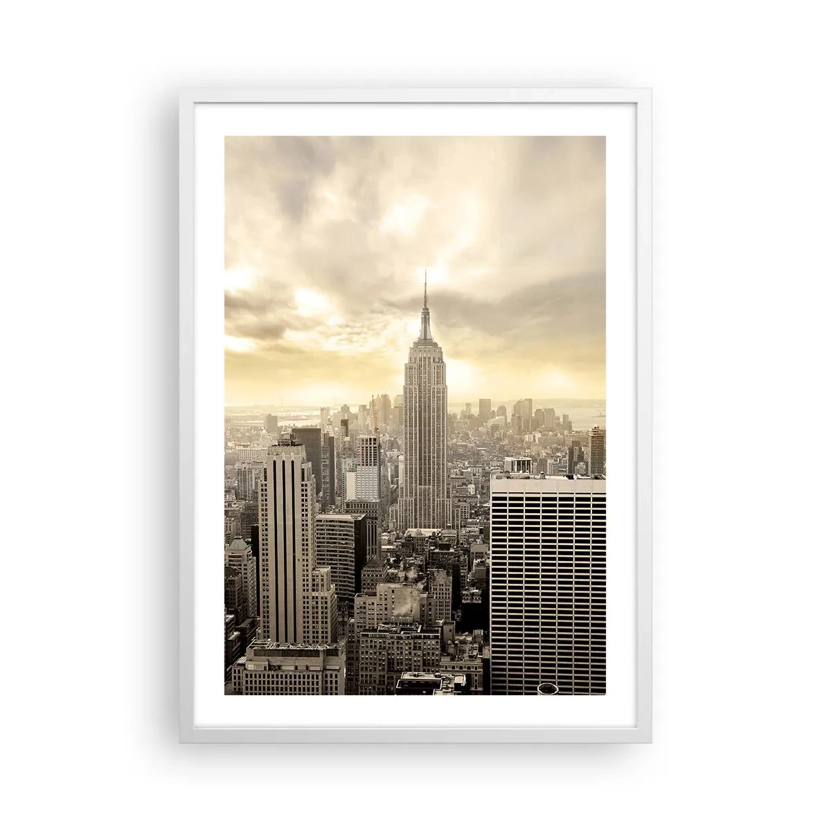 Poster in einem weißen Rahmen - New York aus Grau - 50x70 cm