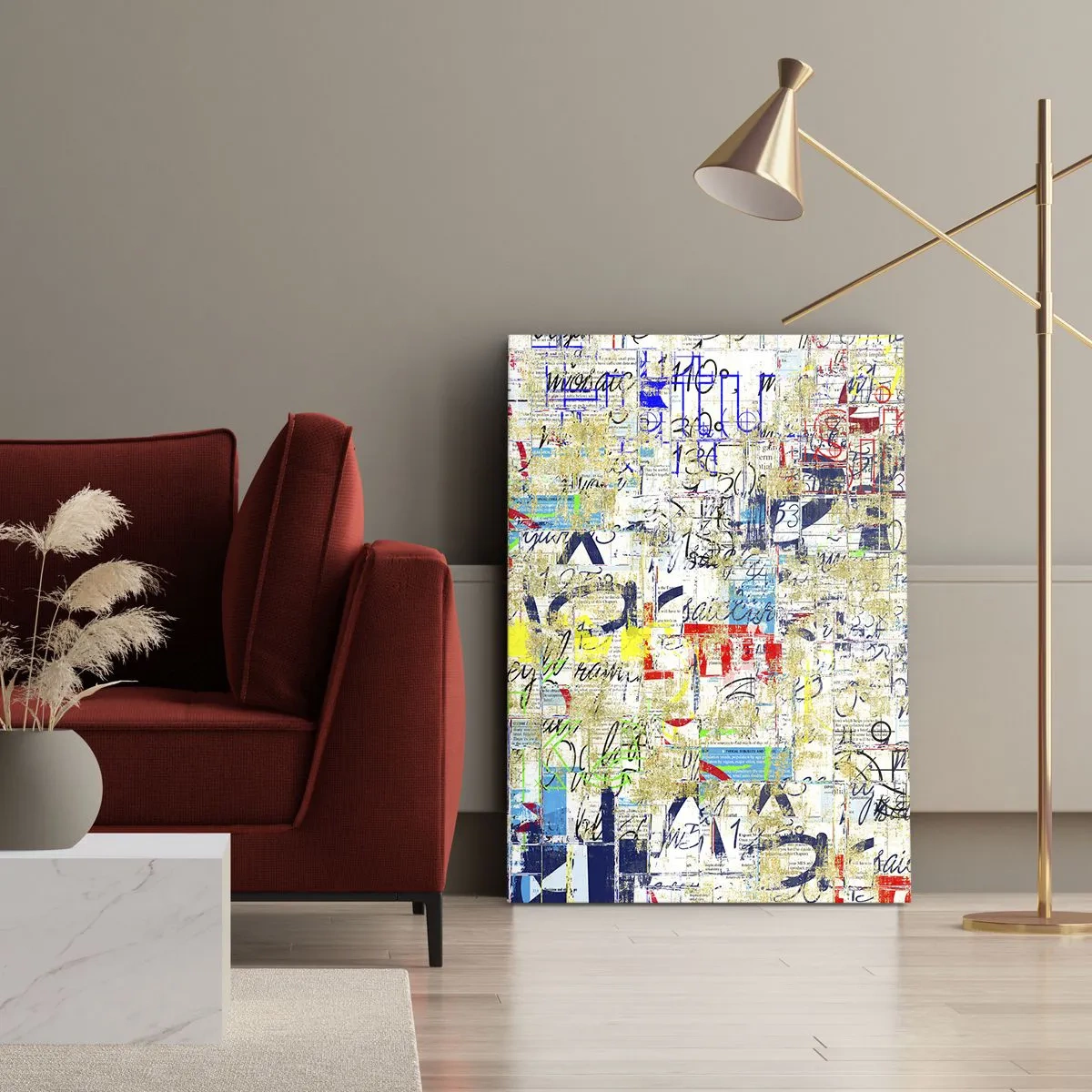 Bild auf Leinwand - Leinwandbild - Abstrakte Graffiti mit bunten Inschriften und Mustern - 80x120cm - Es freut einfach die Augen - Moderne Wanddekoration für Wohnzimmer und Schlafzimmer ARTTOR