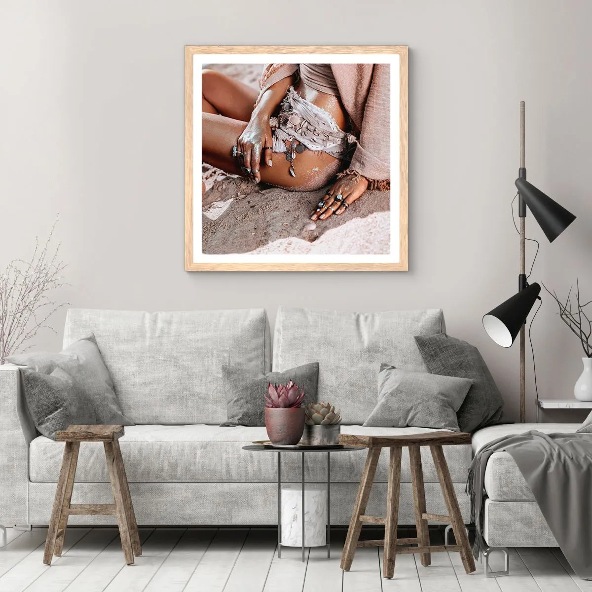 Poster in einem Rahmen aus heller Eiche - Von den Wellen geworfen? - 60x60 cm