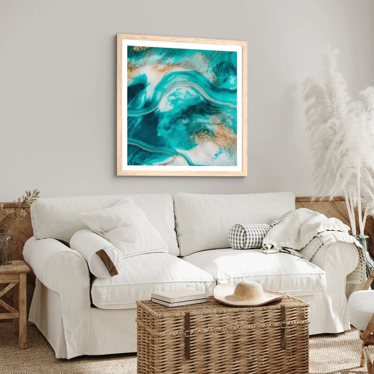 Poster in einem Rahmen aus heller Eiche - Der Fluss aus Gold - 60x60 cm