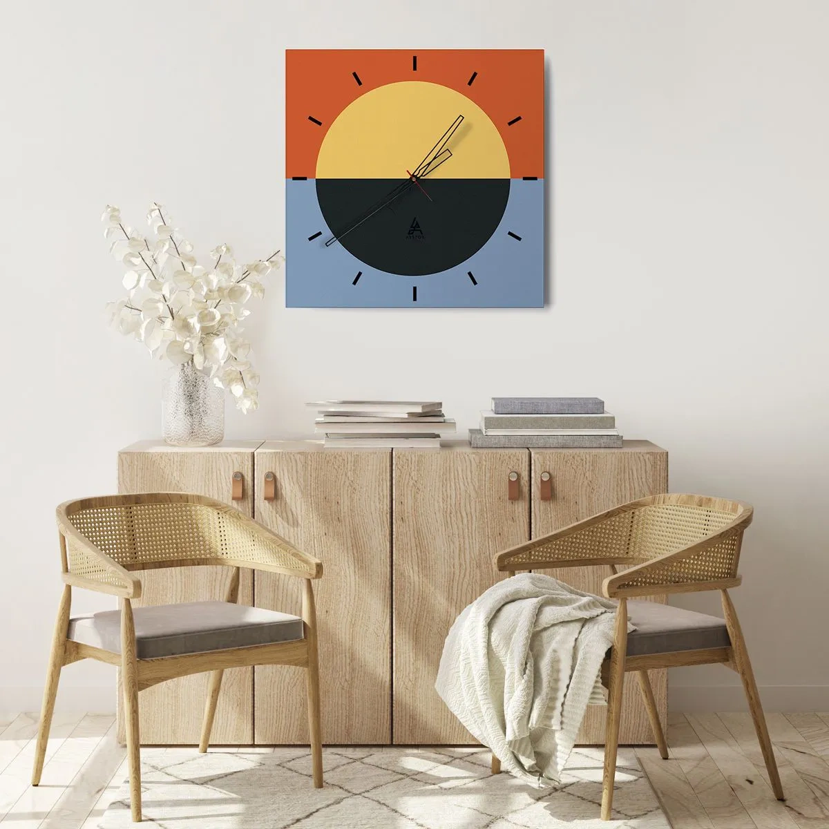 Wanduhr - Glasuhr - Eine Komposition aus Wärme und Kühle - 40x40 cm