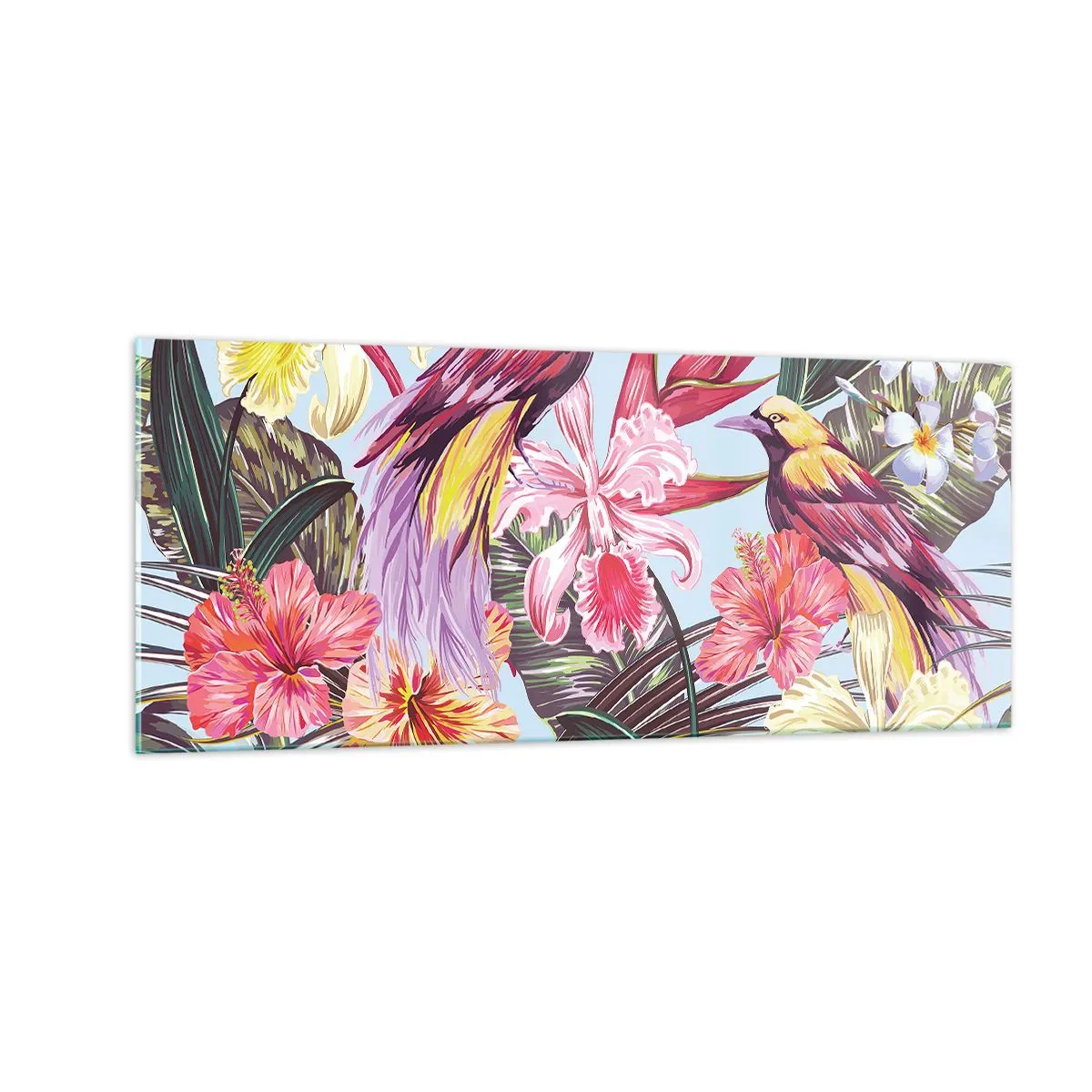 Glasbild - Bild auf glas - Blütenblätter und Federn - 100x40 cm