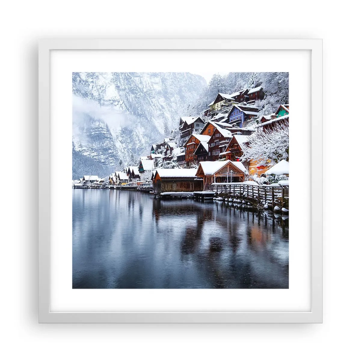 Poster in einem weißen Rahmen - In winterlicher Dekoration - 40x40 cm