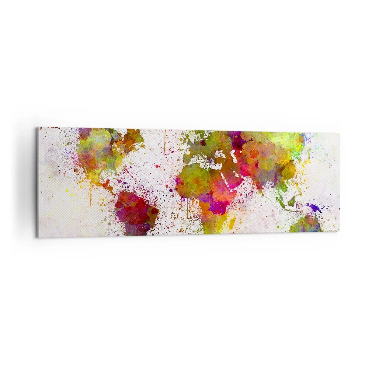 Bild auf Leinwand - Leinwandbild - Eine farbenfrohe Weltkarte im abstrakten Stil - 160x50cm - Irgendwie ist es gleich geworden - Moderne Wanddekoration für Wohnzimmer und Schlafzimmer ARTTOR