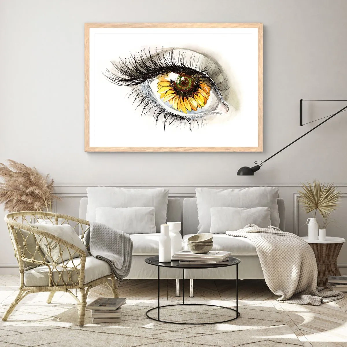 Poster in einem Rahmen aus heller Eiche - Ein Look so heiß wie der Sommer - 40x30 cm