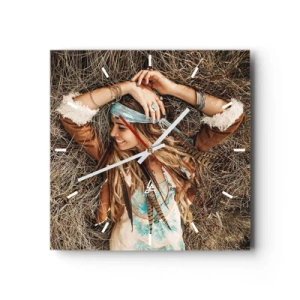 Wanduhr - Glasuhr - Auf dem Weg in den Sommer der Liebe - 40x40 cm