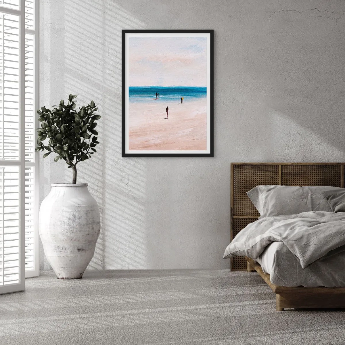 Poster in einem schwarzem Rahmen - Minimalistische Strandszene - 50x70cm - Natürliches Bedürfnis - Moderne Wanddekoration für Wohnzimmer und Schlafzimmer ARTTOR