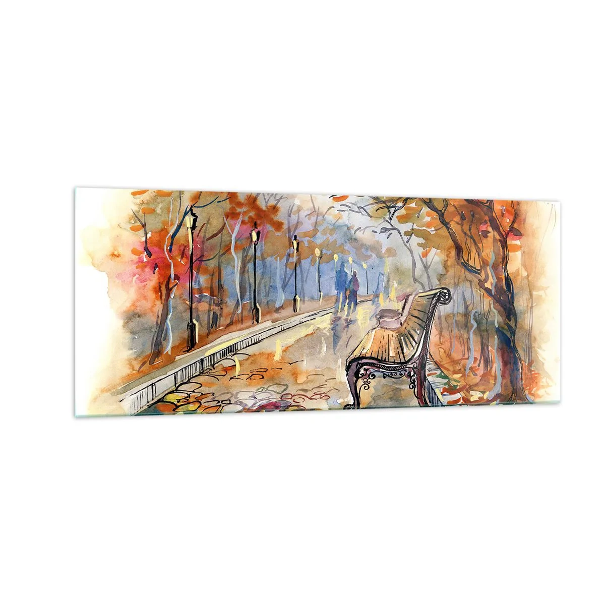 Glasbild - Bild auf glas - Gemeinsam im Herbst wandern - 100x40 cm