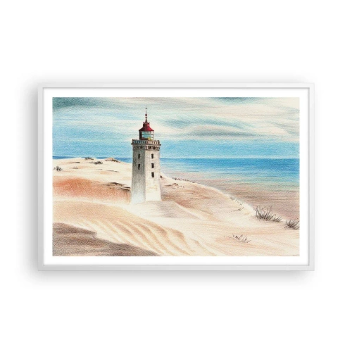 Poster in einem weißen Rahmen - Immer aufs Meer starrend - 91x61 cm