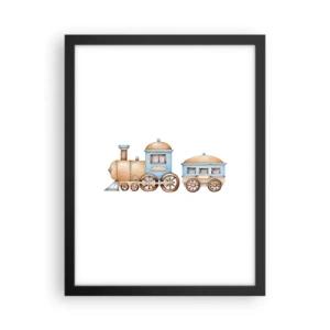 Poster in einem schwarzem Rahmen - Am Bahnhof steht ... - 30x40 cm