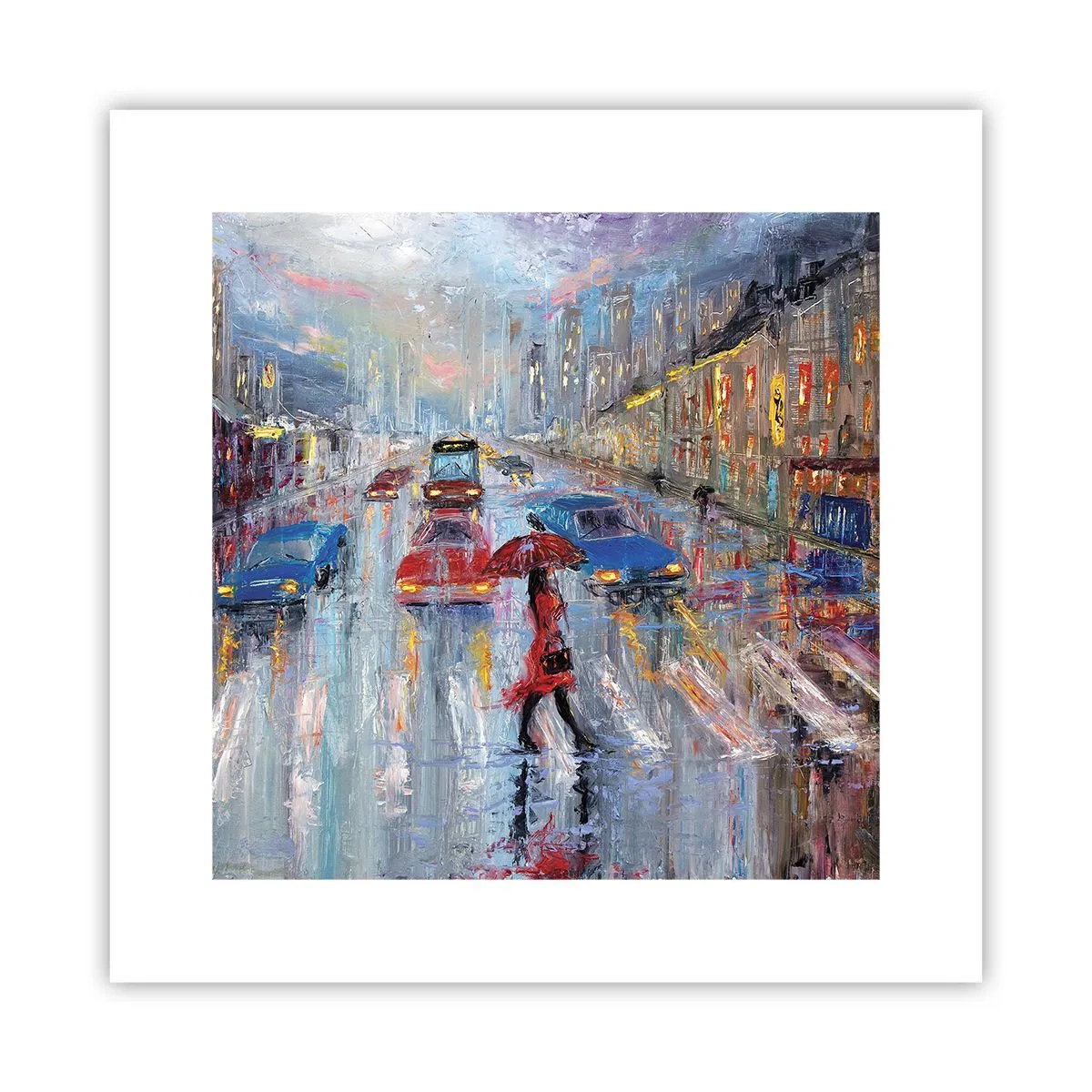 Poster - Regnerischer Nachmittag in der Stadt - 30x30 cm