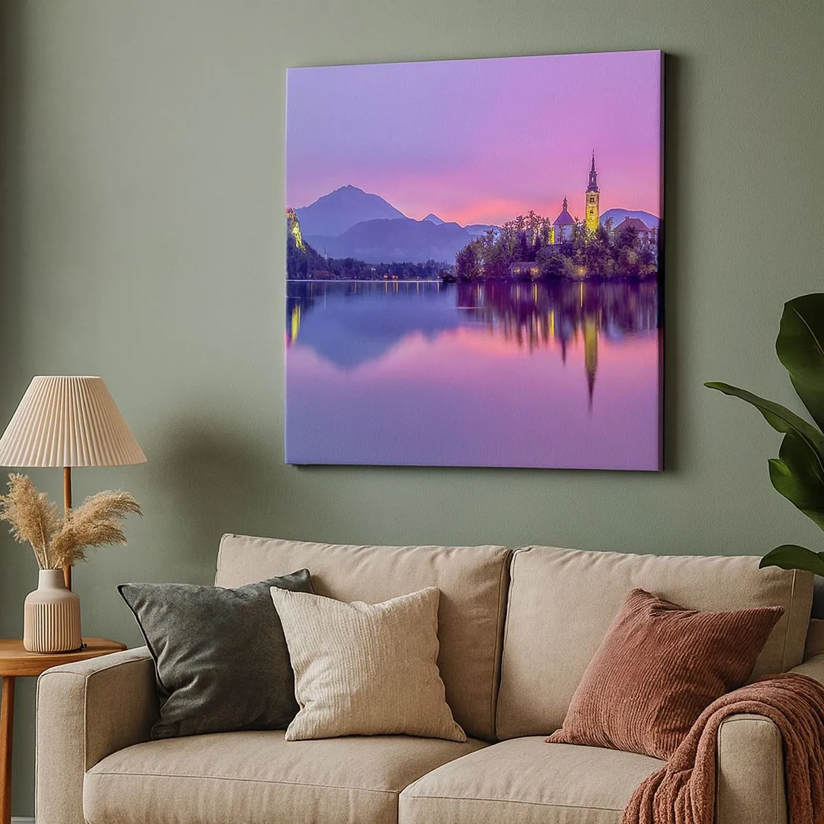 Bild auf Leinwand - Leinwandbild - Eine märchenhafte Insel in der Abenddämmerung - 30x30 cm