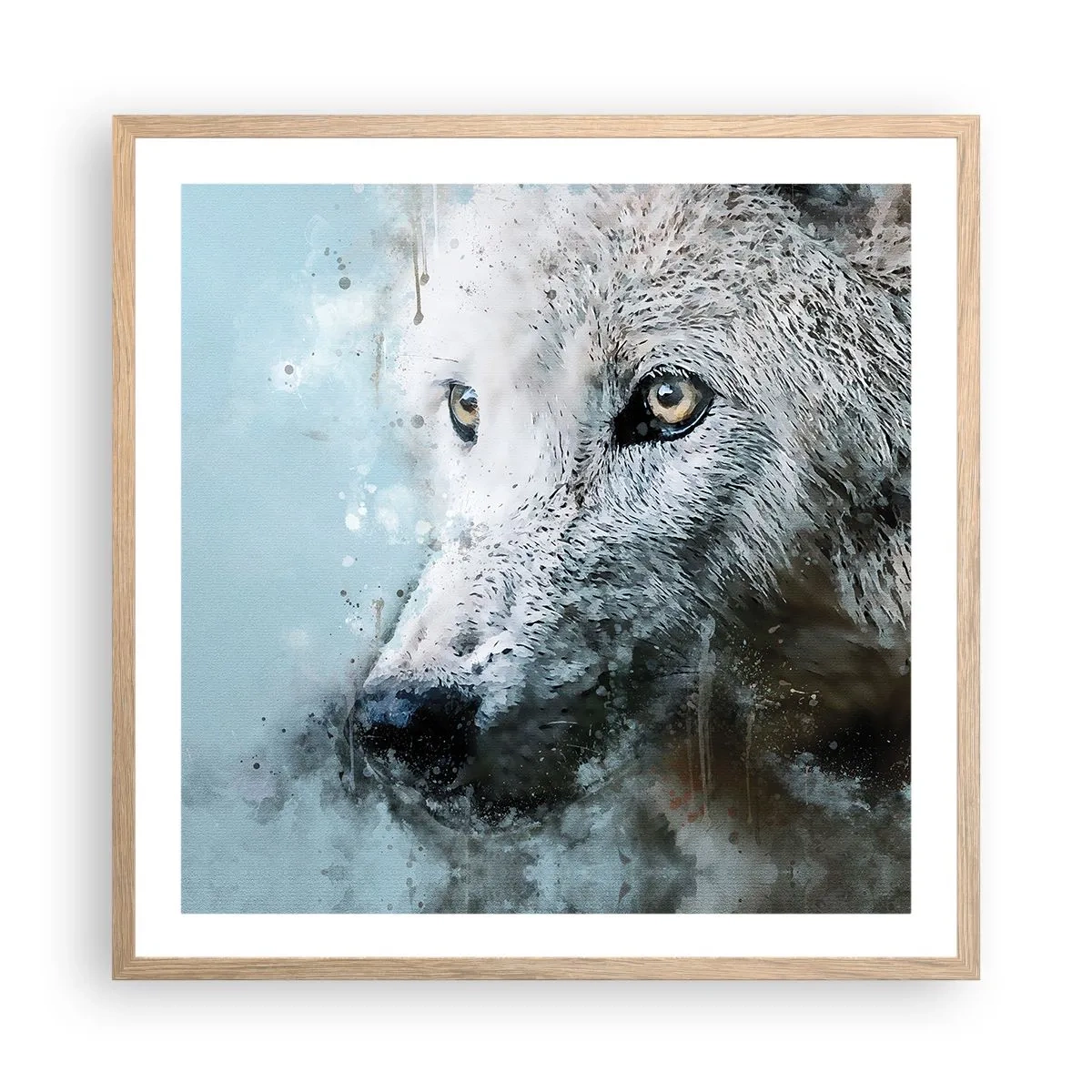 Poster in einem Rahmen aus heller Eiche - Lerne die Wolfsseele kennen - 60x60 cm