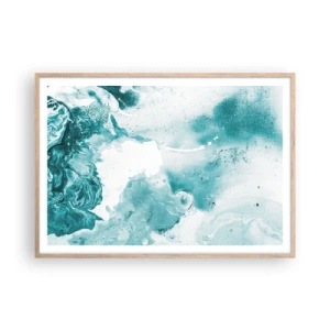 Poster in einem Rahmen aus heller Eiche - Morast von Blau - 100x70 cm